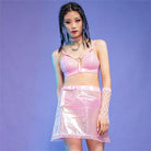 RNG Women's Grunge Sheer  Lace-trimmed Short Skirt