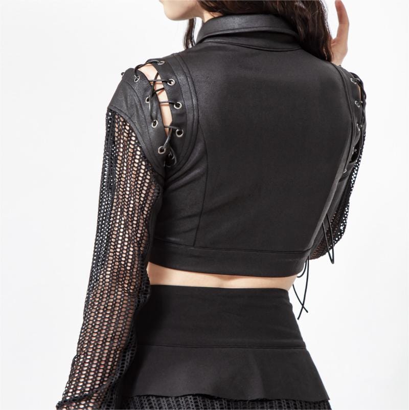 RNG Women's Grunge Splice  Lacing-up Mesh Vest