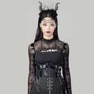 RNG Women's Punk Buckles Mesh Underbust Corset Black