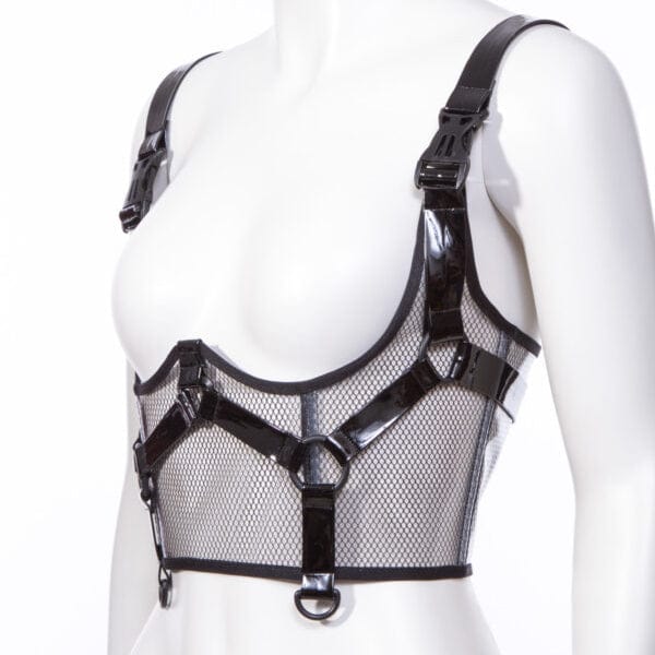 RNG Women's Punk Buckles Mesh Underbust Corset Black