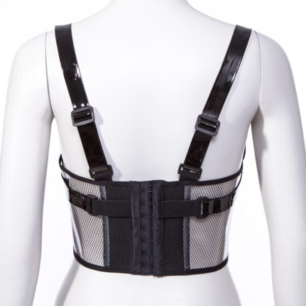 RNG Women's Punk Buckles Mesh Underbust Corset Black