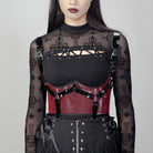 RNG Women's Punk Buckles Mesh Underbust Corset Red
