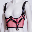 RNG Women's Punk Buckles Mesh Underbust Corset Red