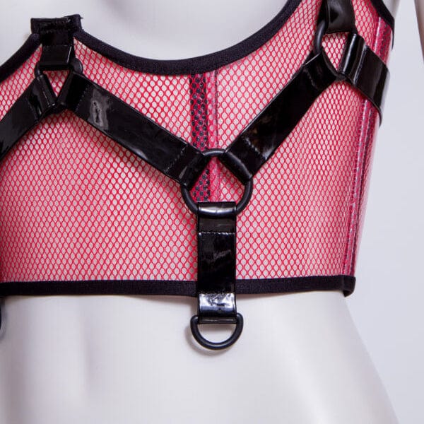 RNG Women's Punk Buckles Mesh Underbust Corset Red