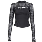 RNG Women's Punk Cutout Flocking Mesh Shirt