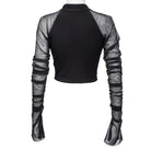 RNG Women's Punk Cutout Mesh Splice Crop Top