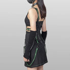 RNG Women's Punk Cutout Straps Zipper Slip Dress Green