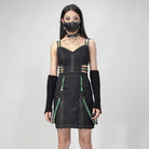 RNG Women's Punk Cutout Straps Zipper Slip Dress Green