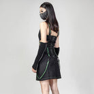 RNG Women's Punk Cutout Straps Zipper Slip Dress Green