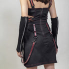 RNG Women's Punk Cutout Straps Zipper Slip Dress Red