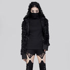 RNG Women's Punk Irregular Faux Fur Jacket with Hood