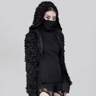 RNG Women's Punk Irregular Faux Fur Jacket with Hood