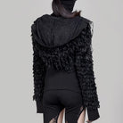 RNG Women's Punk Irregular Faux Fur Jacket with Hood