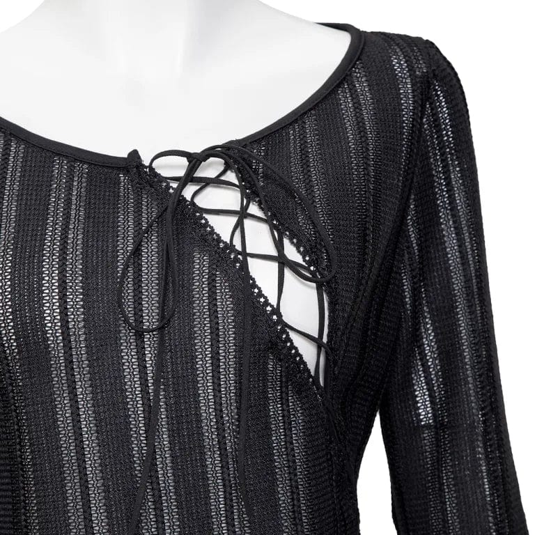 RNG Women's Punk Irregular Flared Sleeved Lace-up Shirt