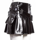 RNG Women's Punk Pleated Faux Leather Short Skirt