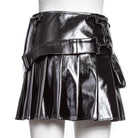 RNG Women's Punk Pleated Faux Leather Short Skirt