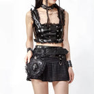 RNG Women's Punk Skull Lace Splice Faux Leather Waist Bag