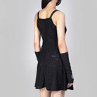 RNG Women's Punk Strap Ripped Lace-up Slip Dress