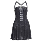 RNG Women's Punk Strap Ripped Lace-up Slip Dress