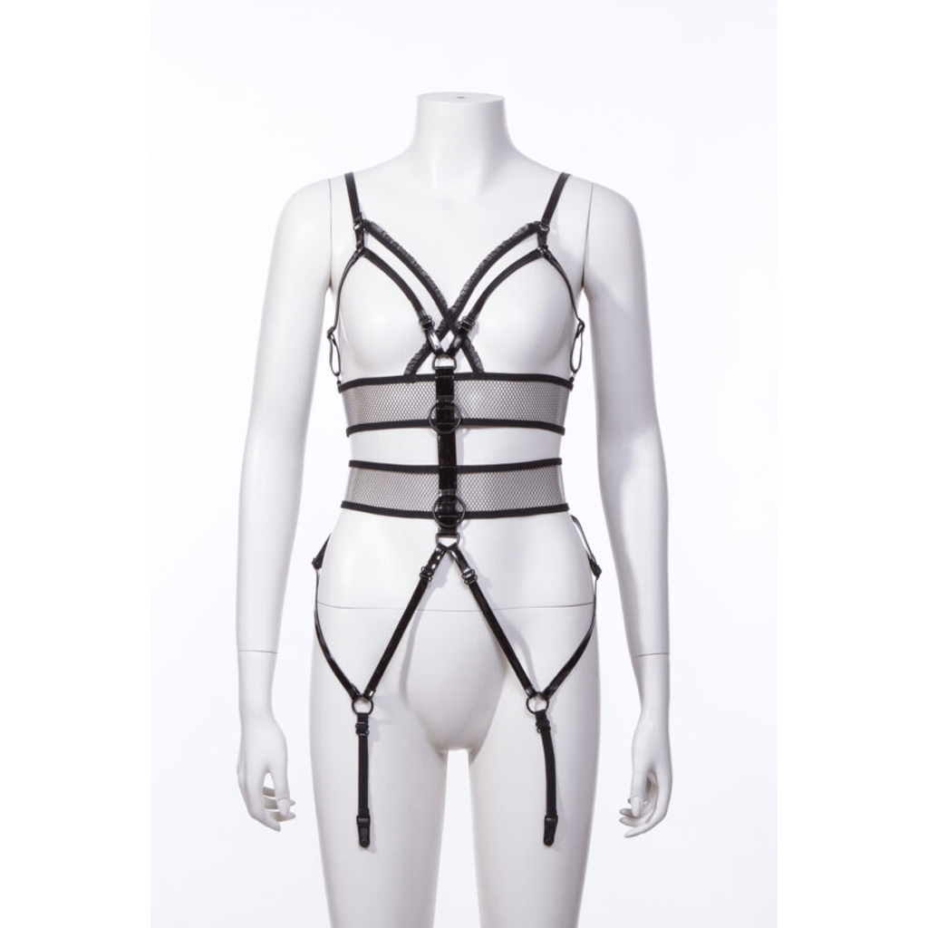 RNG Women's Punk Straps Mesh Body Harness Black