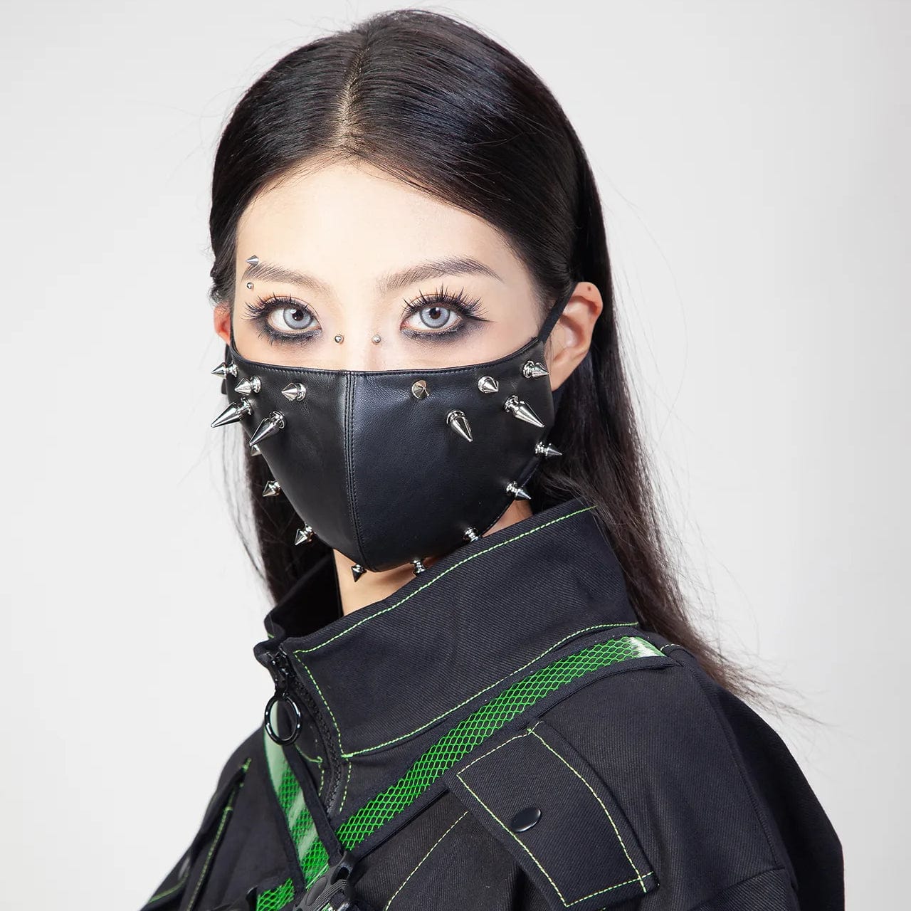 RNG Women's Punk Studded Faux Leather Mask