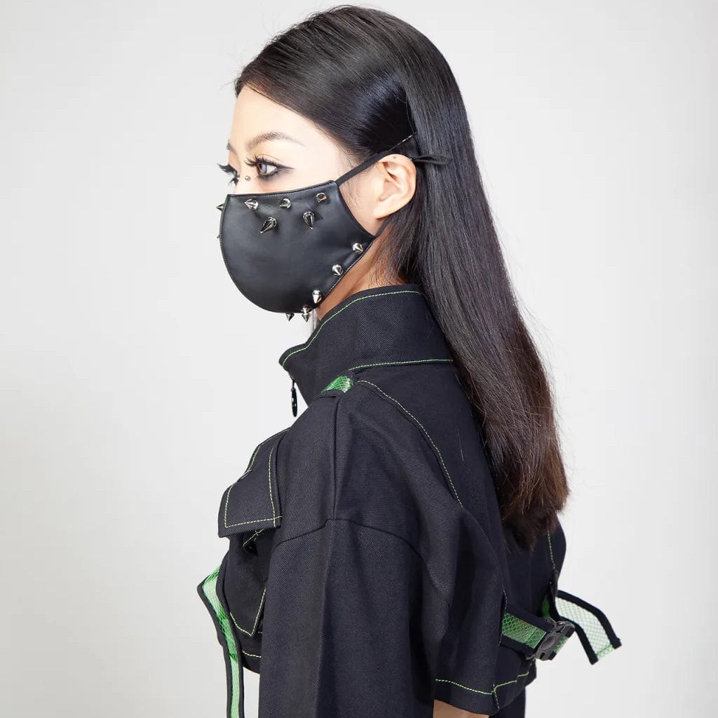 RNG Women's Punk Studded Faux Leather Mask
