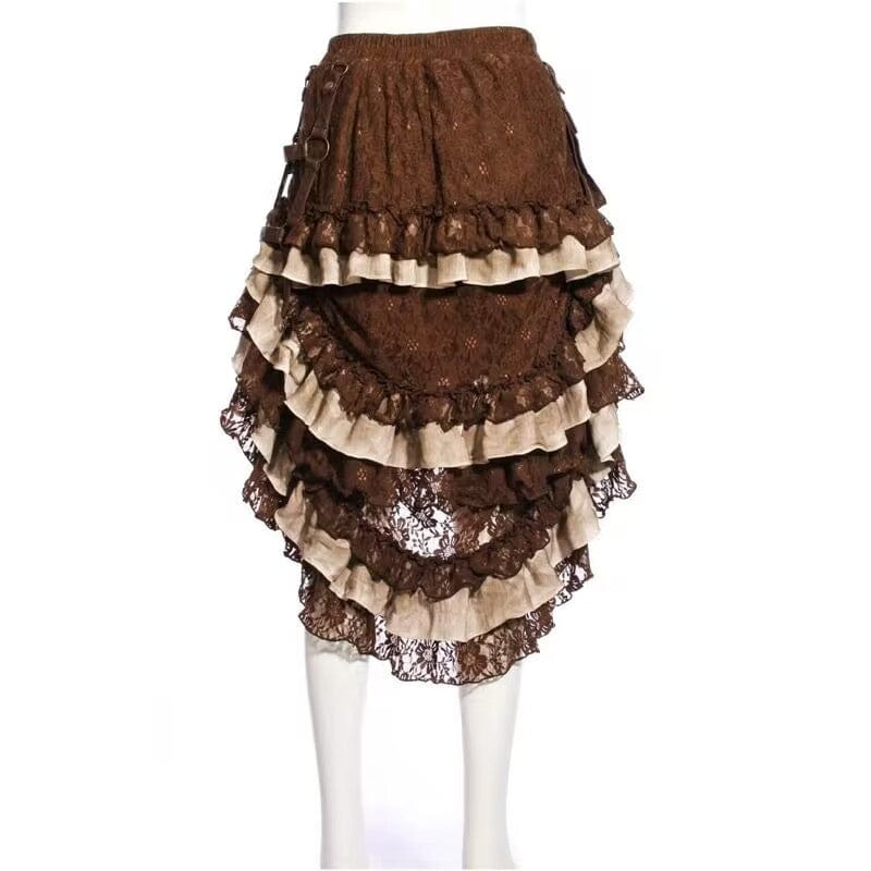 RQ-BL Steampunk Skirt with waist pouch Brown