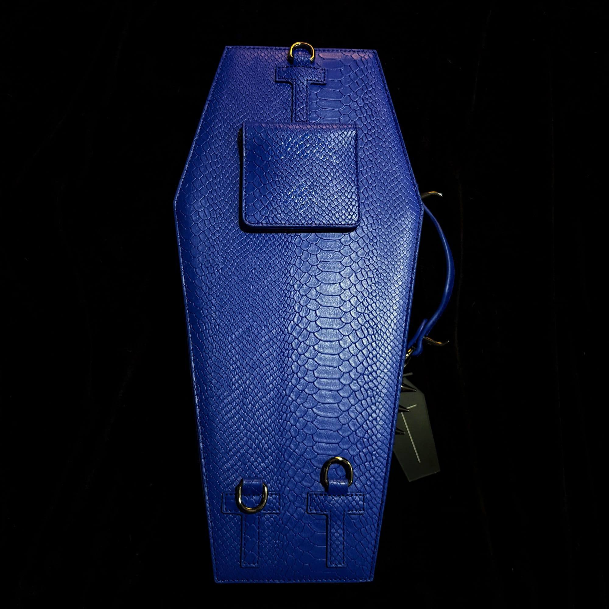 Vukora Women's Gothic Cross Bat Wing Coffin Bag Blue