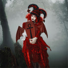 Vukora Women's Gothic Cross Bat Wing Coffin Bag Faux Leather Red