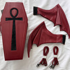 Vukora Women's Gothic Cross Bat Wing Coffin Bag Faux Leather Red