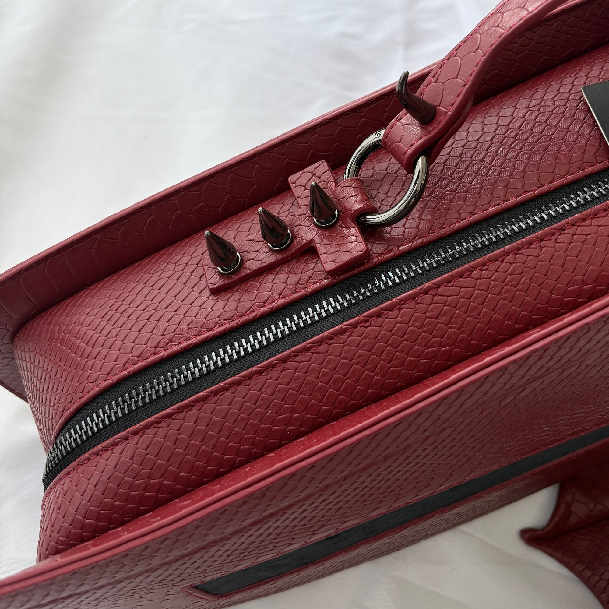 Vukora Women's Gothic Cross Bat Wing Coffin Bag Faux Leather Red