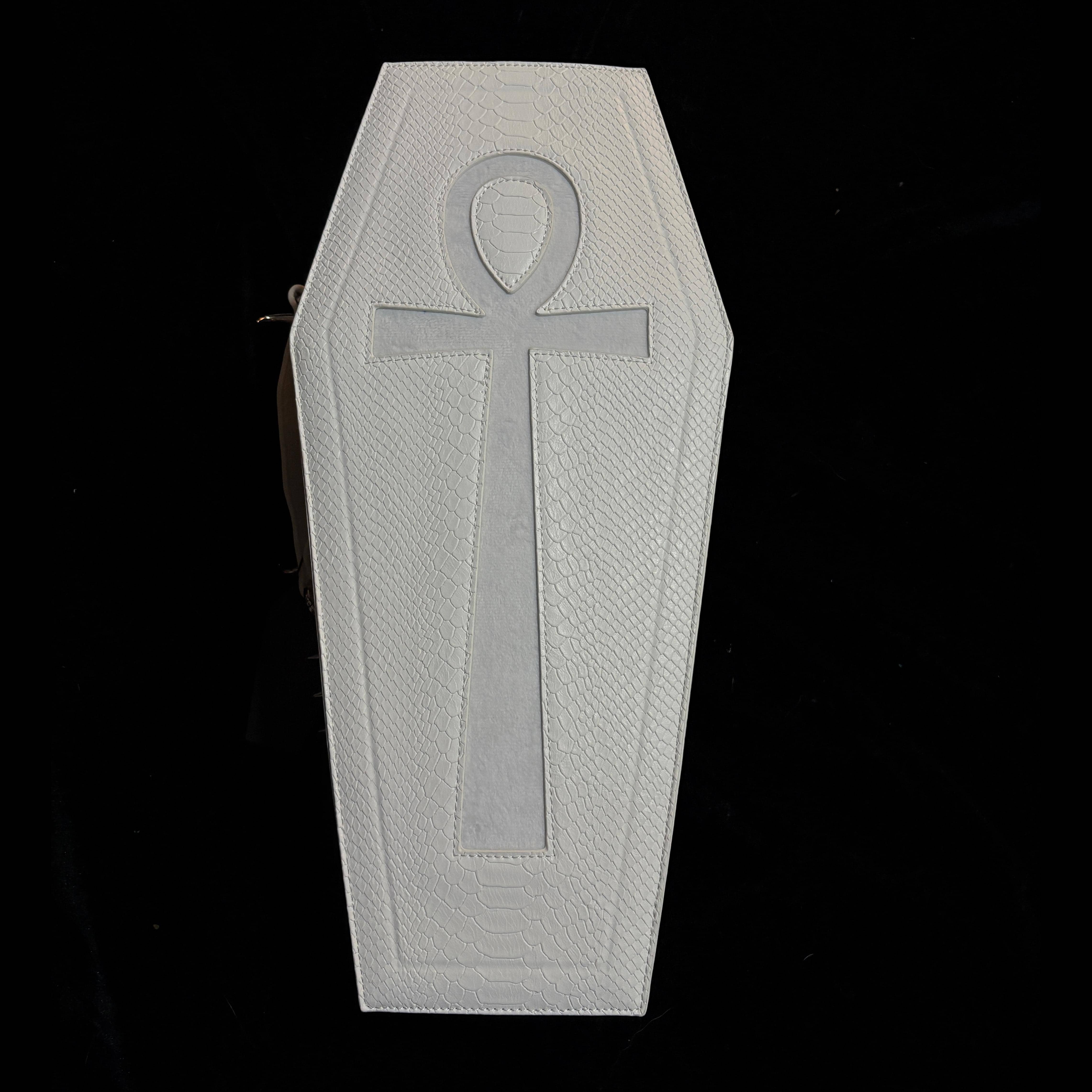 Vukora Women's Gothic Cross Bat Wing Coffin Bag White