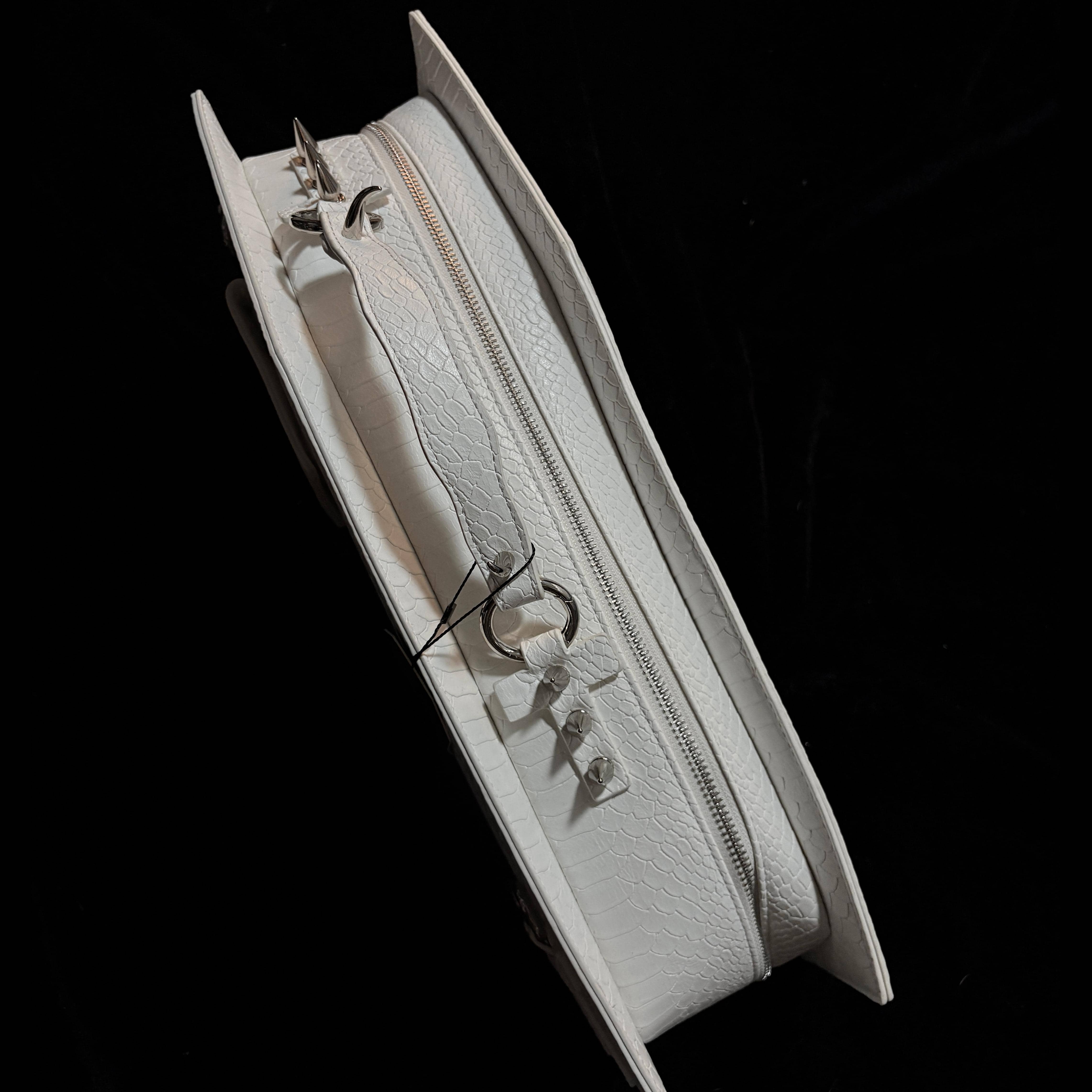 Vukora Women's Gothic Cross Bat Wing Coffin Bag White