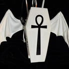 Vukora Women's Gothic Cross Bat Wing Coffin Bag White-Black