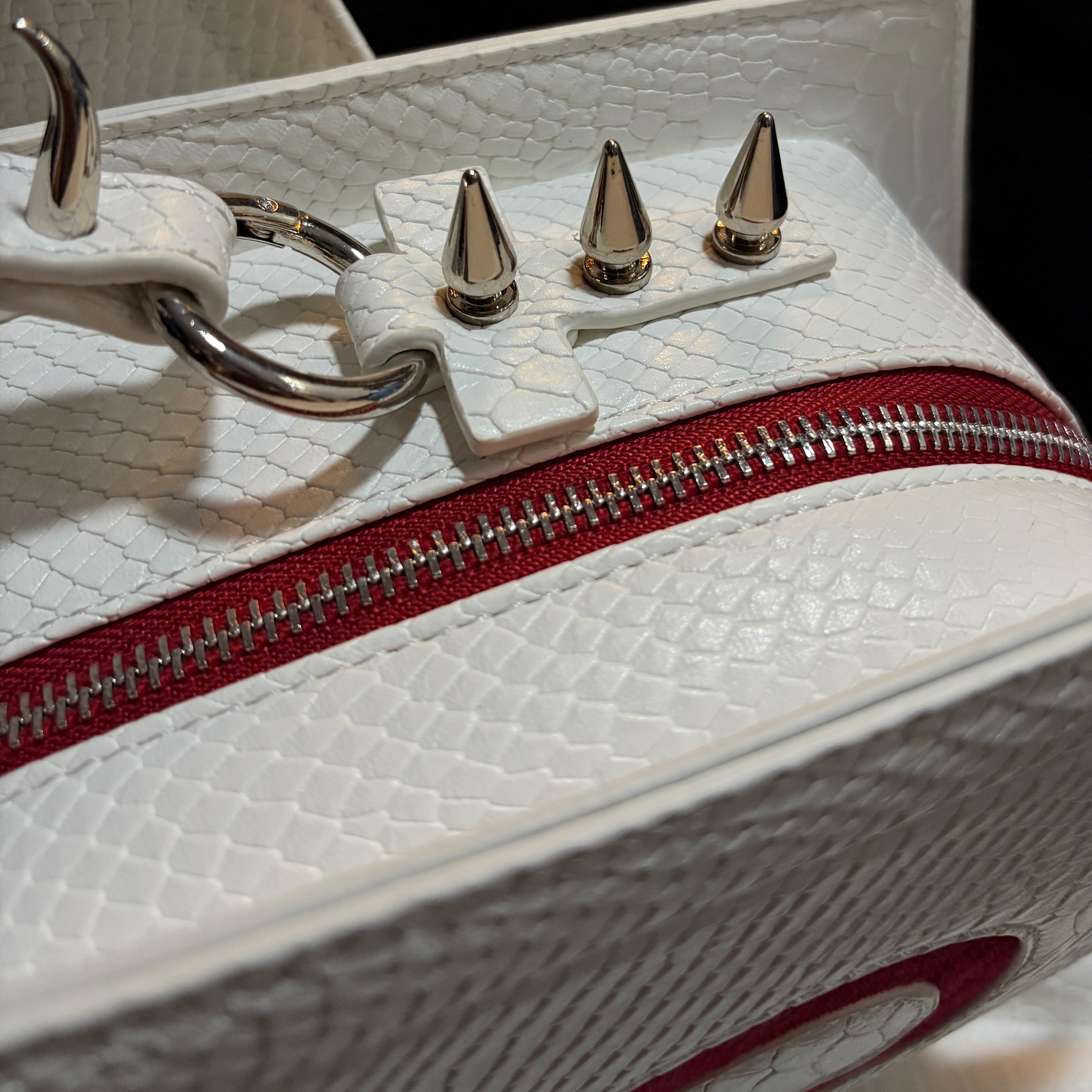 Vukora Women's Gothic Cross Bat Wing Coffin Bag White-Red