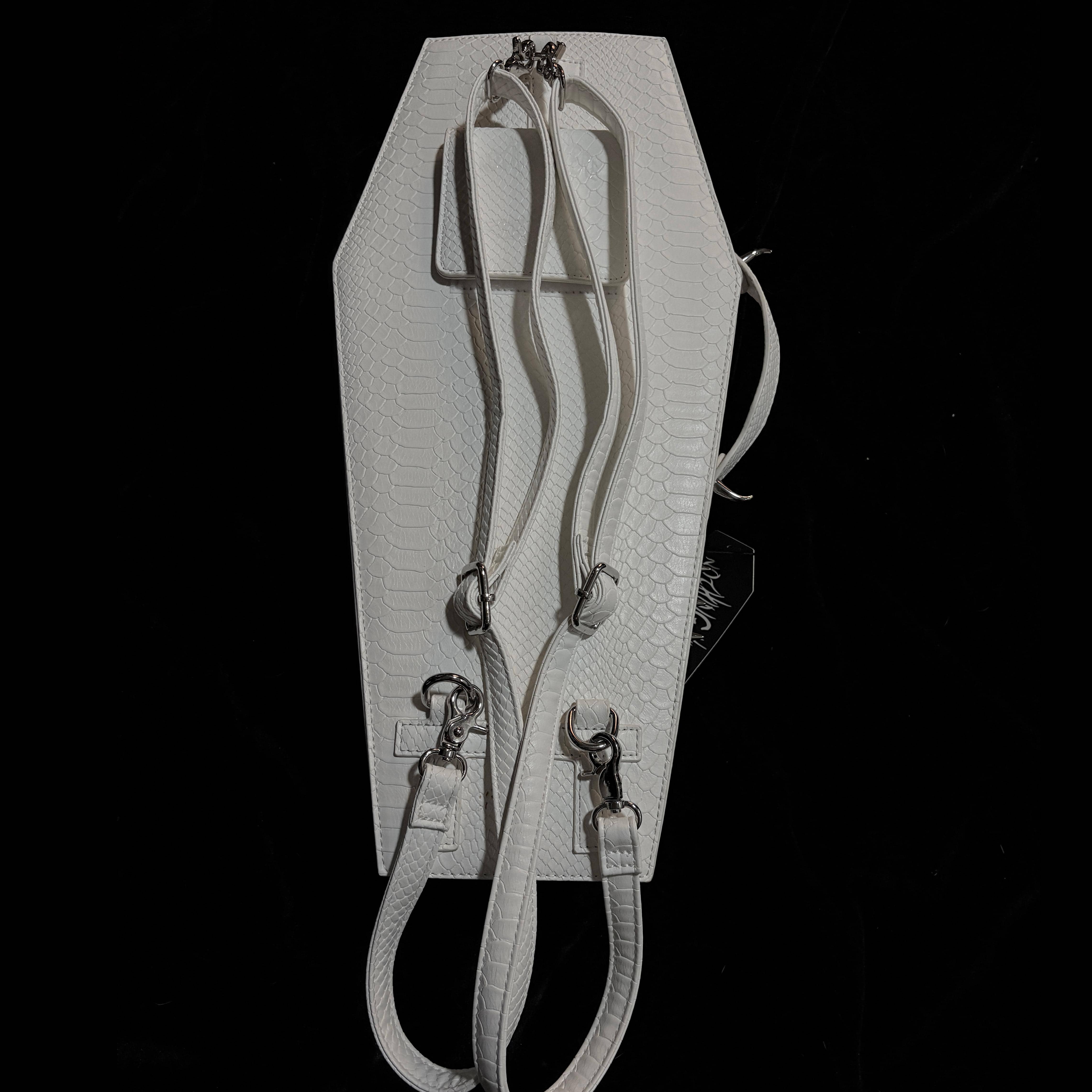 Vukora Women's Gothic Cross Bat Wing Coffin Bag White-Red
