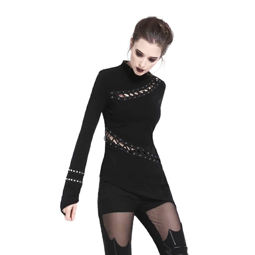 Darkinlove Women's Asymmetrical Lacing Top