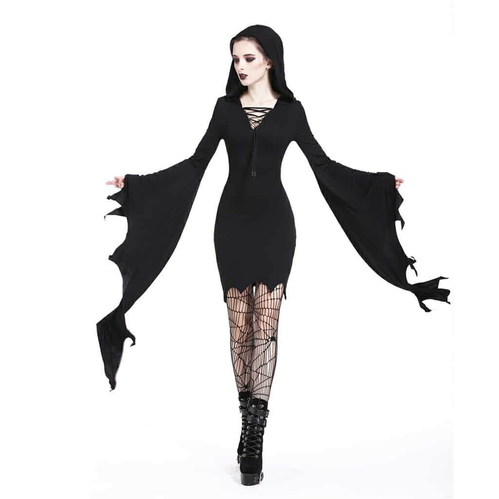 Darkinlove Women's Bat Style Gothic Short Dress