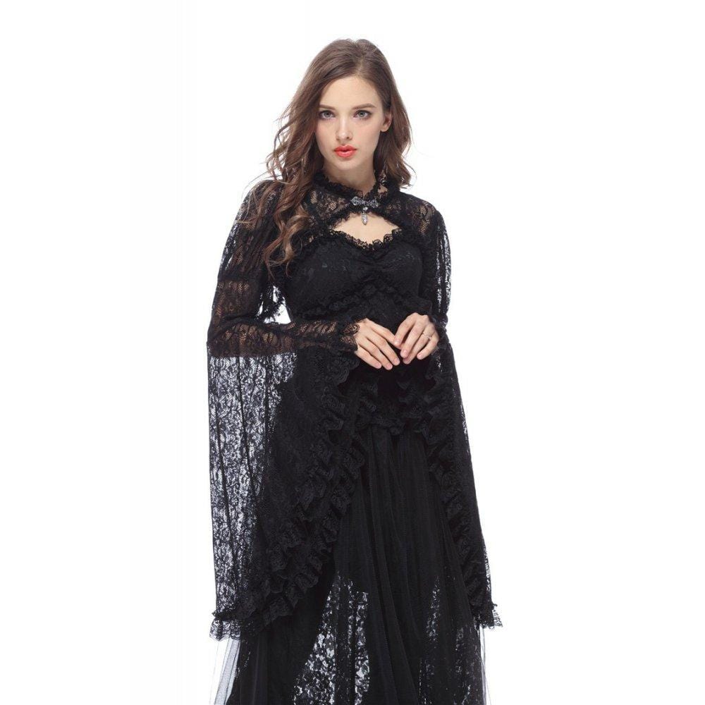 Darkinlove Women's Bell Sleeved All Lace Cape