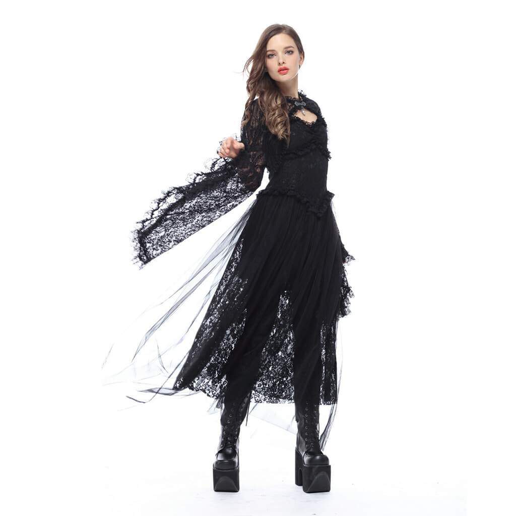 Darkinlove Women's Bell Sleeved All Lace Cape