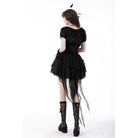 Darkinlove Women's Gothic Fishtail Multilayer Lace Tube Skirt