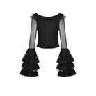 Darkinlove Women's Gothic Flared Layered Sleeved Mesh Shirt