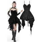 Darkinlove Women's Gothic Frilly Evening Dress