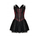 Darkinlove Women's Gothic Front Zip Contrast Color Lace Strapless Dress