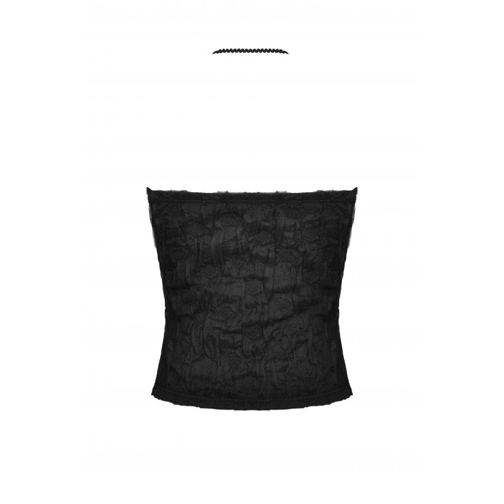 Darkinlove Women's Gothic Halterneck Lace Tank Top