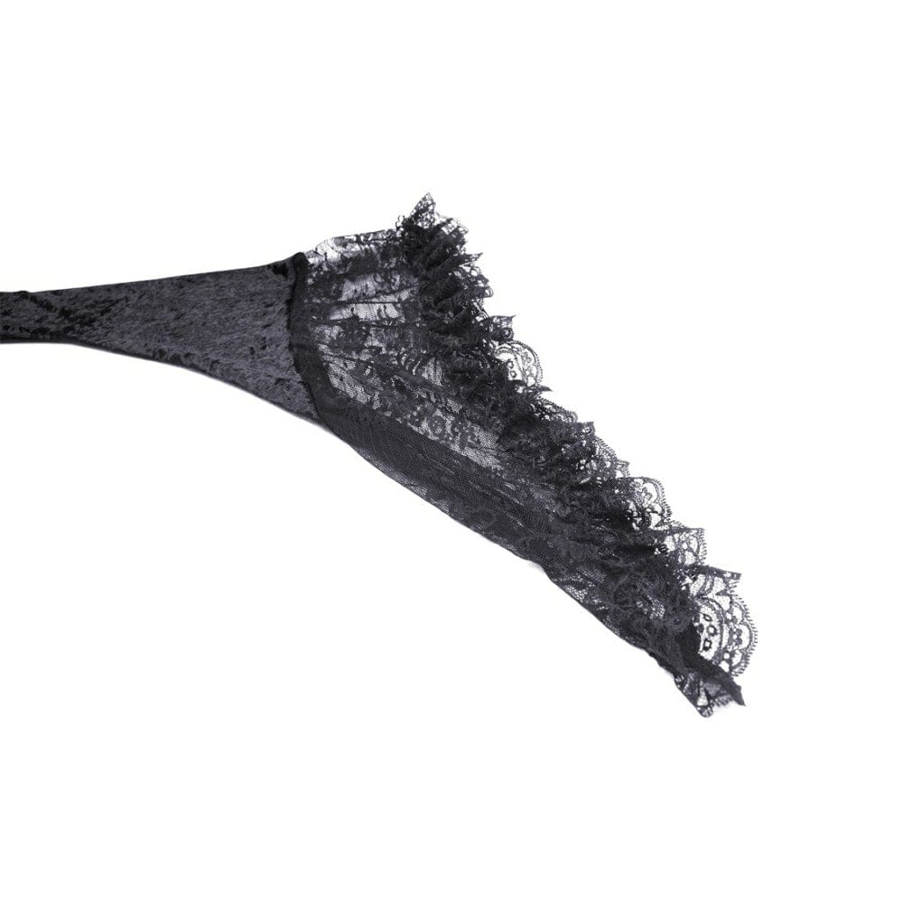 Darkinlove Women's Gothic Irregular Flare Sleeved Lace Splice Velvet Dress