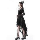 Darkinlove Women's Gothic Irregular Lace Layered Velvet Dress