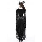 Darkinlove Women's Gothic Irregular Lace Layered Velvet Dress