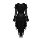 Darkinlove Women's Gothic Irregular Lace Layered Velvet Dress