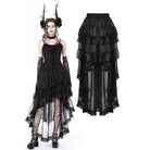 Darkinlove Women's Gothic Irregular Layered Lace Hem Skirt